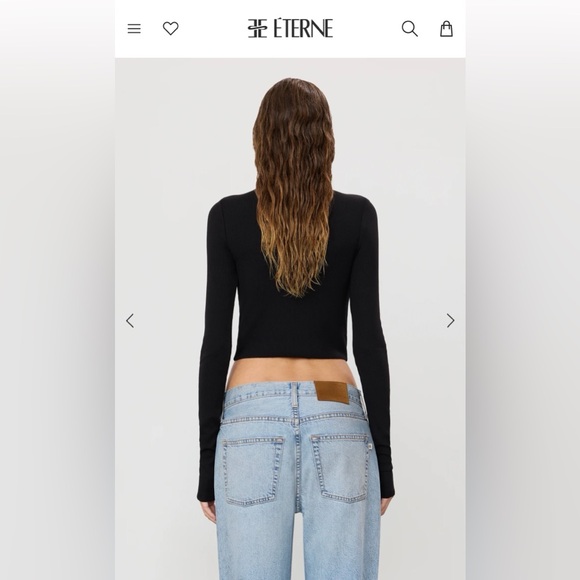 Eterne Black Cropped Fitted Turtleneck Top - Picture 3 of 6